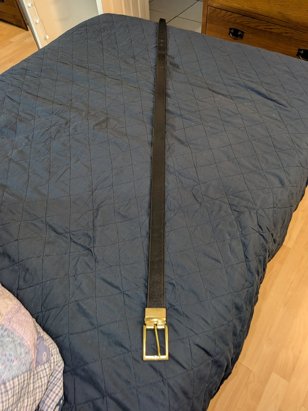 Coach Reversible Black and Brown Leather Belt with Gold Buckle